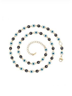 Blue Evil Eye Necklace 14k Gold Plated Chain
